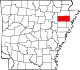 State map highlighting Poinsett County