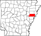 State map highlighting St. Francis County