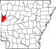 State map highlighting Sebastian County