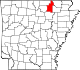State map highlighting Sharp County