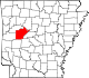 State map highlighting Yell County