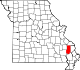 A state map highlighting Bollinger County in the southeastern part of the state.