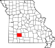 A state map highlighting Greene County in the southwestern part of the state.