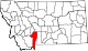 State map highlighting Gallatin County