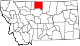 State map highlighting Hill County