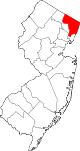 State map highlighting Bergen County
