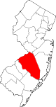 State map highlighting Burlington County