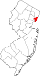 State map highlighting Hudson County