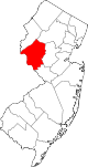 State map highlighting Hunterdon County