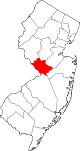 State map highlighting Mercer County