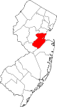 State map highlighting Middlesex County