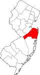 State map highlighting Monmouth County