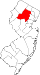 State map highlighting Morris County