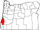 State map highlighting Coos County