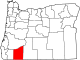 State map highlighting Jackson County