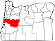 State map highlighting Lane County