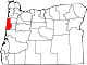 State map highlighting Lincoln County