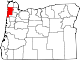 State map highlighting Tillamook County