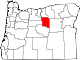 State map highlighting Wheeler County