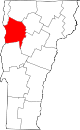 State map highlighting Chittenden County