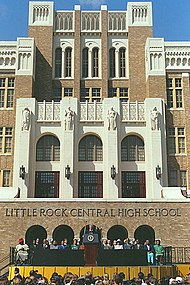 40th anniversary celebration of de-segregation at Little Rock High, led by President Bill Clinton