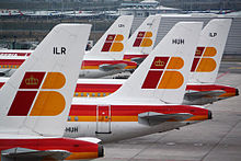 Iberia-Flugzeuge auf dem Flughafen Madrid Barajas.