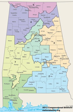 Os distritos congressionais do Alabama desde 2013