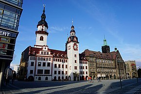 The Old and New Town Hall at the Chemnitz market place