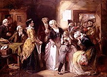 Den kongelige familie bliver arresteret i Varennes. Louis og Marie Antoinette er i midten.  