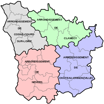 Les 4 arrondissements de la Nièvre