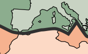 Tectonic boundary in the Atlas Mountains: the Eurasian plate in the north and the African plate in the south