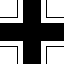 Rovnoramenný Balkenkreuz, stylizovaná verze Železného kříže, znaku Wehrmachtu.