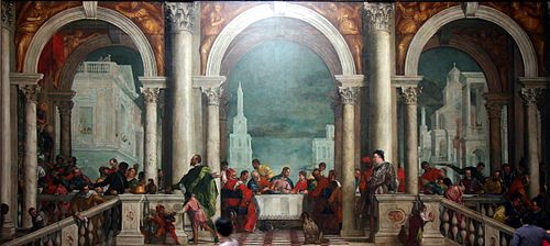 Dette maleri, Festmåltidet i Levis hus af Paolo Veronese, er det største oliemaleri på lærred i verden. Det er mere end 42 fod langt. (5,55 × 12,80 meter)
