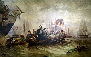 De Amerikaanse bevelhebber Oliver Hazard Perry verslaat de Britten bij de Slag om het Eriemeer