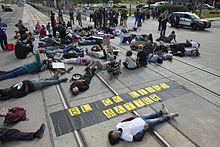Black Lives Matter dør-in-protest ved Metro Green Line mod beskyldninger om politibrutalitet i Saint Paul, Minnesota  