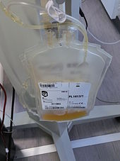 Bag with fresh blood plasma