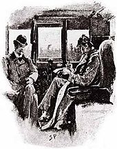 Sherlock Holmes (right) with deerstalker hat and check coat, illustration by Sidney Paget, 1891