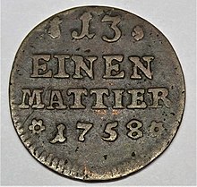 Reverse of the 1 denier of 1758
