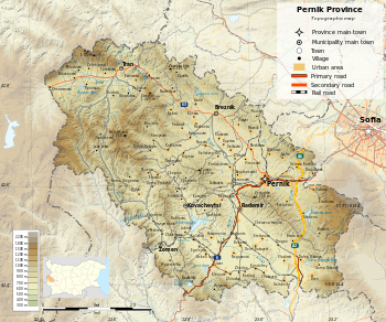 Mapa topograficzna prowincji Pernik