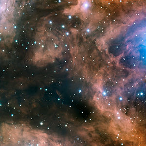 輝線星雲NGC6357のごく一部。H II領域特有の赤で光っている。