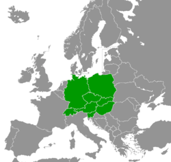 Stredná Európa, ako je zmapovaná v referenčnej knihe CIA