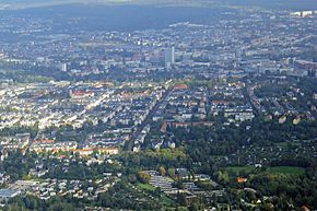 View over the Gründerzeit quarter "Kaßberg" to the city center of Chemnitz 2014