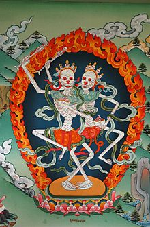 Citipati, așa cum este descris într-o pictură din Mănăstirea Gelugpa, Nepal.