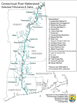 Mapa povodí řeky Connecticut.