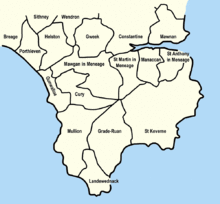 Mapa konturowa parafii na Lizard