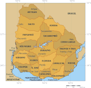 Karte der Departements von Uruguay