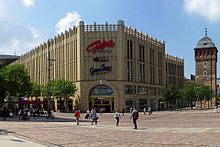 The Galerie Roter Turm with the façade designed by Hans Kollhoff next to the historic Roter Turm