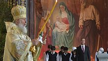 Christmas service at the Cathedral of Christ the Saviour in Moscow on January 7, 2016.