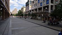 City center (Ekaterinoslavski Boulevard) Dnipro, (from left to right) Bosfor Center, Menorah Center and Cascade Plaza and is bordered by the Dmytro Yavornytskyi Prospect