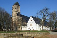 The preserved part of the former monastery of St. Mary with the castle church originally consecrated as St. Mary's Church